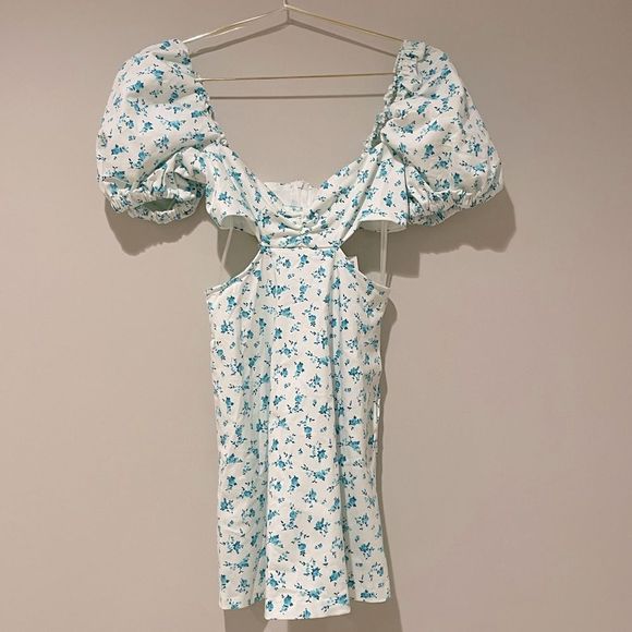NWT Zara Floral Puff Sleeve Cutout mini dress Sz. S and M - Picture 3 of 5